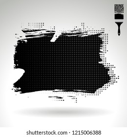 Black brush stroke and texture. Grunge vector abstract hand - painted element. Underline and border design.