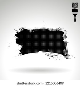 Black brush stroke and texture. Grunge vector abstract hand - painted element. Underline and border design.