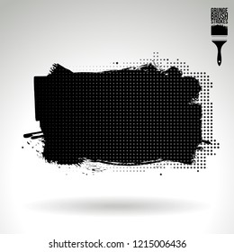 Black brush stroke and texture. Grunge vector abstract hand - painted element. Underline and border design.