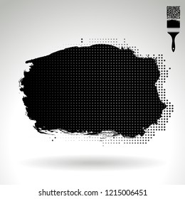 Black brush stroke and texture. Grunge vector abstract hand - painted element. Underline and border design.