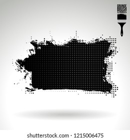 Black brush stroke and texture. Grunge vector abstract hand - painted element. Underline and border design.