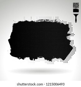 Black brush stroke and texture. Grunge vector abstract hand - painted element. Underline and border design.