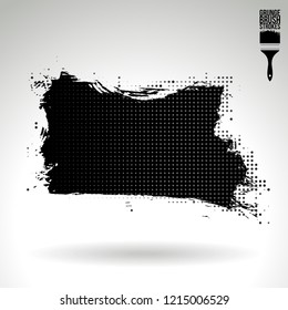 Black brush stroke and texture. Grunge vector abstract hand - painted element. Underline and border design.
