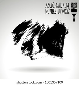 Black brush stroke and texture. Grunge vector abstract hand - painted element. Underline and border design.