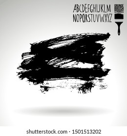 Black brush stroke and texture. Grunge vector abstract hand - painted element. Underline and border design.