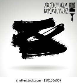 Black brush stroke and texture. Grunge vector abstract hand - painted element. Underline and border design.