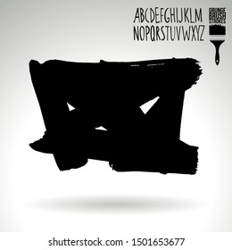 Black brush stroke and texture. Grunge vector abstract hand - painted element. Underline and border design.