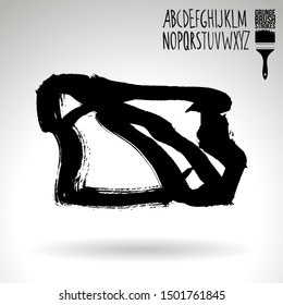 Black brush stroke and texture. Grunge vector abstract hand - painted element. Underline and border design.