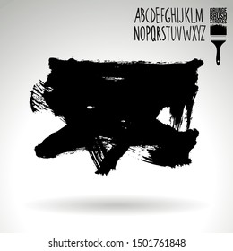 Black brush stroke and texture. Grunge vector abstract hand - painted element. Underline and border design.