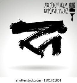 Black brush stroke and texture. Grunge vector abstract hand - painted element. Underline and border design.