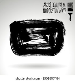 Black brush stroke and texture. Grunge vector abstract hand - painted element. Underline and border design.