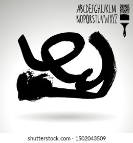 Black brush stroke and texture. Grunge vector abstract hand - painted element. Underline and border design.