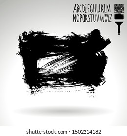Black brush stroke and texture. Grunge vector abstract hand - painted element. Underline and border design.
