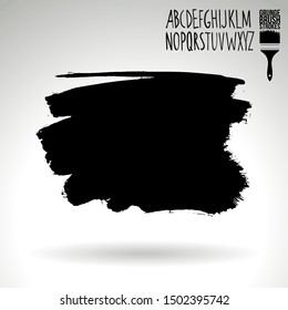 Black brush stroke and texture. Grunge vector abstract hand - painted element. Underline and border design.
