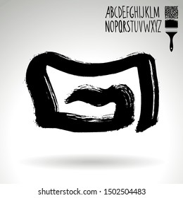 Black brush stroke and texture. Grunge vector abstract hand - painted element. Underline and border design.