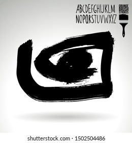 Black brush stroke and texture. Grunge vector abstract hand - painted element. Underline and border design.