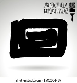 Black brush stroke and texture. Grunge vector abstract hand - painted element. Underline and border design.