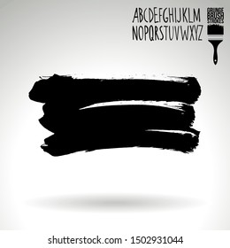 Black brush stroke and texture. Grunge vector abstract hand - painted element. Underline and border design.
