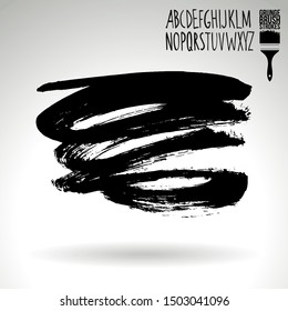 Black brush stroke and texture. Grunge vector abstract hand - painted element. Underline and border design.