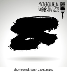 Black brush stroke and texture. Grunge vector abstract hand - painted element. Underline and border design.