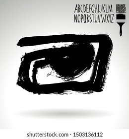 Black brush stroke and texture. Grunge vector abstract hand - painted element. Underline and border design.