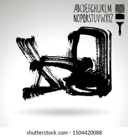 Black brush stroke and texture. Grunge vector abstract hand - painted element. Underline and border design.