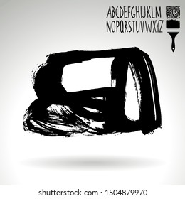 Black brush stroke and texture. Grunge vector abstract hand - painted element. Underline and border design.