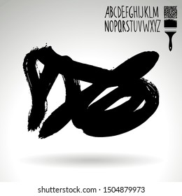Black brush stroke and texture. Grunge vector abstract hand - painted element. Underline and border design.