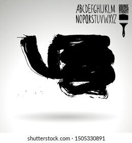 Black brush stroke and texture. Grunge vector abstract hand - painted element. Underline and border design.