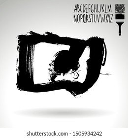 Black brush stroke and texture. Grunge vector abstract hand - painted element. Underline and border design.