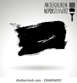 Black brush stroke and texture. Grunge vector abstract hand - painted element. Underline and border design.