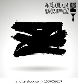 Black brush stroke and texture. Grunge vector abstract hand - painted element. Underline and border design.