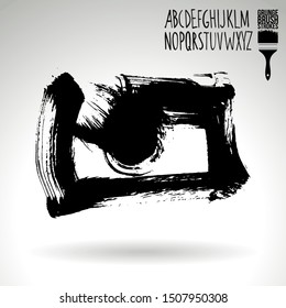 Black brush stroke and texture. Grunge vector abstract hand - painted element. Underline and border design.