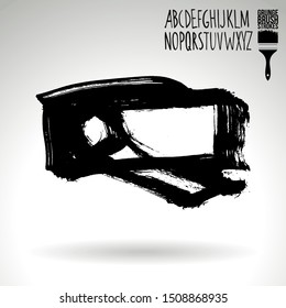 Black brush stroke and texture. Grunge vector abstract hand - painted element. Underline and border design.