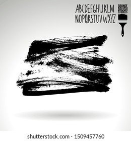 Black brush stroke and texture. Grunge vector abstract hand - painted element. Underline and border design.