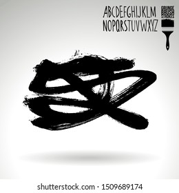 Black brush stroke and texture. Grunge vector abstract hand - painted element. Underline and border design.
