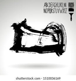 Black brush stroke and texture. Grunge vector abstract hand - painted element. Underline and border design.