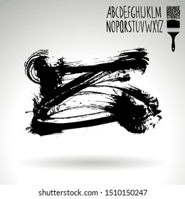 Black brush stroke and texture. Grunge vector abstract hand - painted element. Underline and border design.