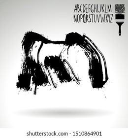 Black brush stroke and texture. Grunge vector abstract hand - painted element. Underline and border design.