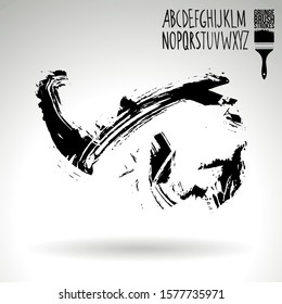 Black brush stroke and texture. Grunge vector abstract hand - painted element. Underline and border design.