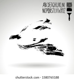 Black brush stroke and texture. Grunge vector abstract hand - painted element. Underline and border design.