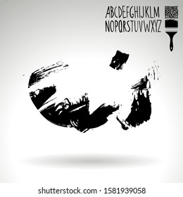 Black brush stroke and texture. Grunge vector abstract hand - painted element. Underline and border design.