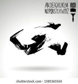 Black brush stroke and texture. Grunge vector abstract hand - painted element. Underline and border design.