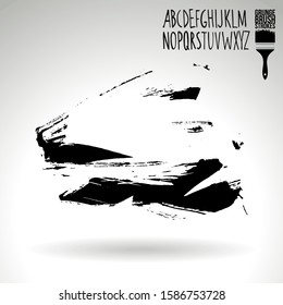 Black brush stroke and texture. Grunge vector abstract hand - painted element. Underline and border design.