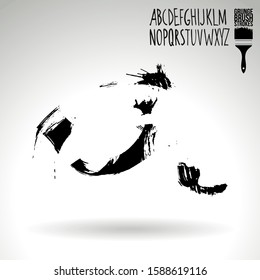 Black brush stroke and texture. Grunge vector abstract hand - painted element. Underline and border design.