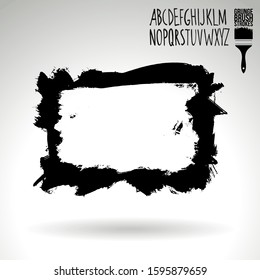 Black brush stroke and texture. Grunge vector abstract hand - painted element. Underline and border design.