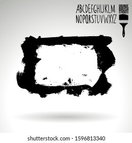Black brush stroke and texture. Grunge vector abstract hand - painted element. Underline and border design.