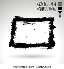 Black brush stroke and texture. Grunge vector abstract hand - painted element. Underline and border design.