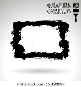 Black brush stroke and texture. Grunge vector abstract hand - painted element. Underline and border design.