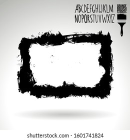 Black brush stroke and texture. Grunge vector abstract hand - painted element. Underline and border design.